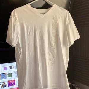Calvin Klein Jeans White Ribbed T-Shirt